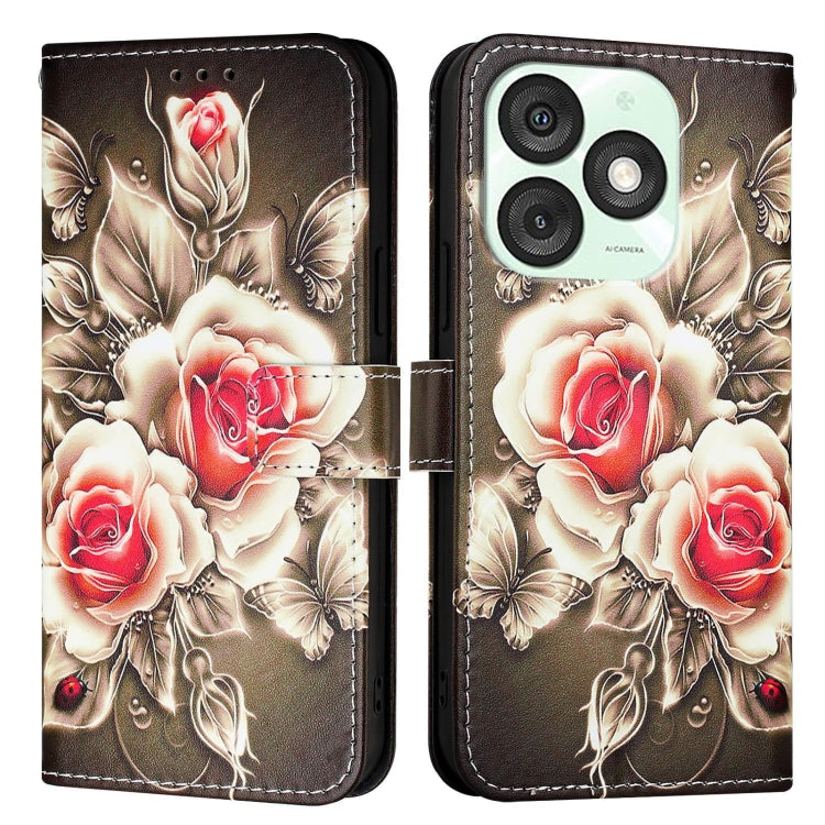 For itel A50   Colored Drawing Pattern Plain Weave Leather Phone Case