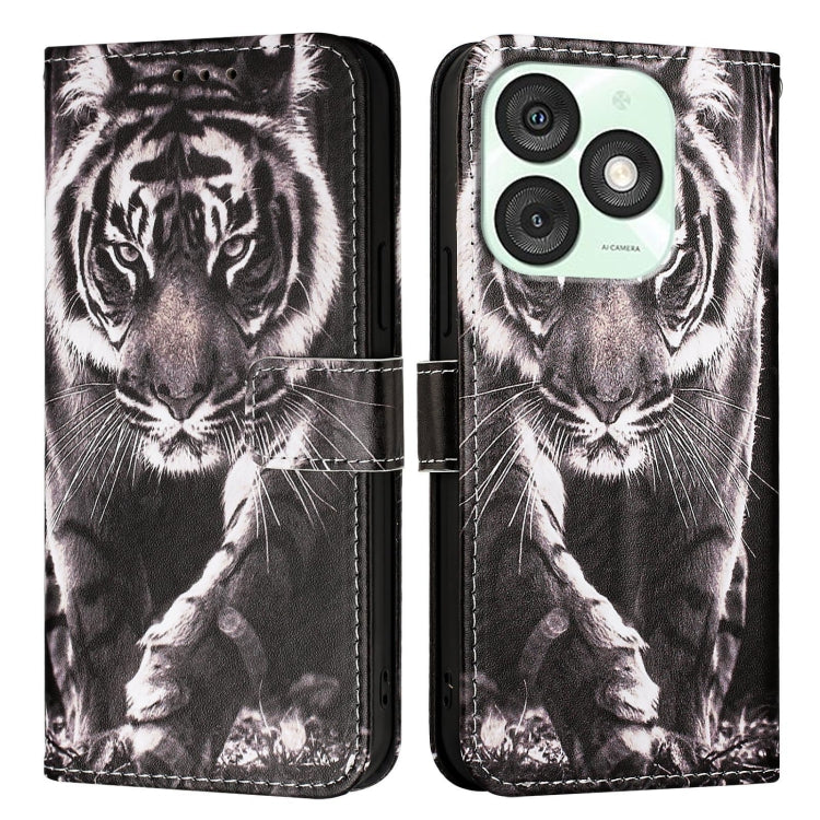 For itel A50   Colored Drawing Pattern Plain Weave Leather Phone Case