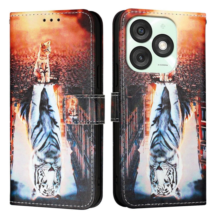 For itel A50   Colored Drawing Pattern Plain Weave Leather Phone Case