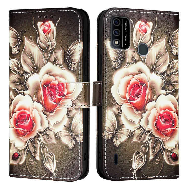 For itel A48 Colored Drawing Pattern Plain Weave Leather Phone Case