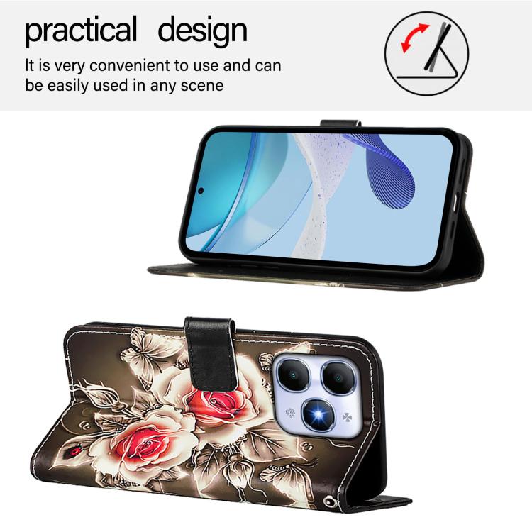 For itel A90 4G Colored Drawing Pattern Plain Weave Leather Phone Case