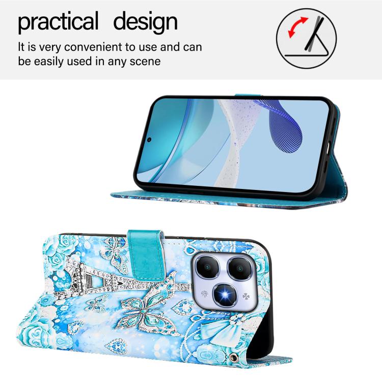 For itel A90 4G Colored Drawing Pattern Plain Weave Leather Phone Case