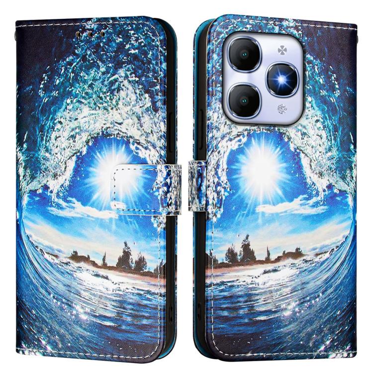For itel A90 4G Colored Drawing Pattern Plain Weave Leather Phone Case