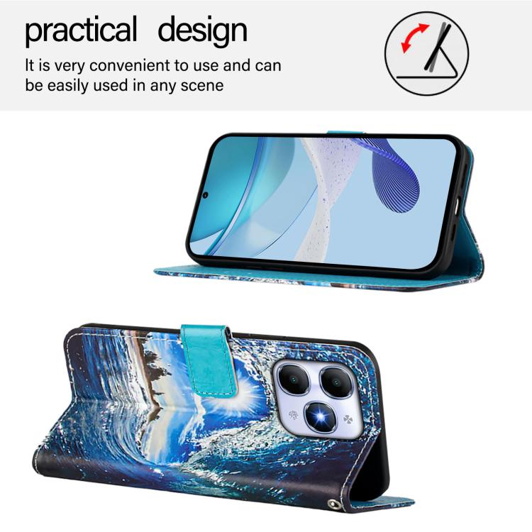 For itel A90 4G Colored Drawing Pattern Plain Weave Leather Phone Case