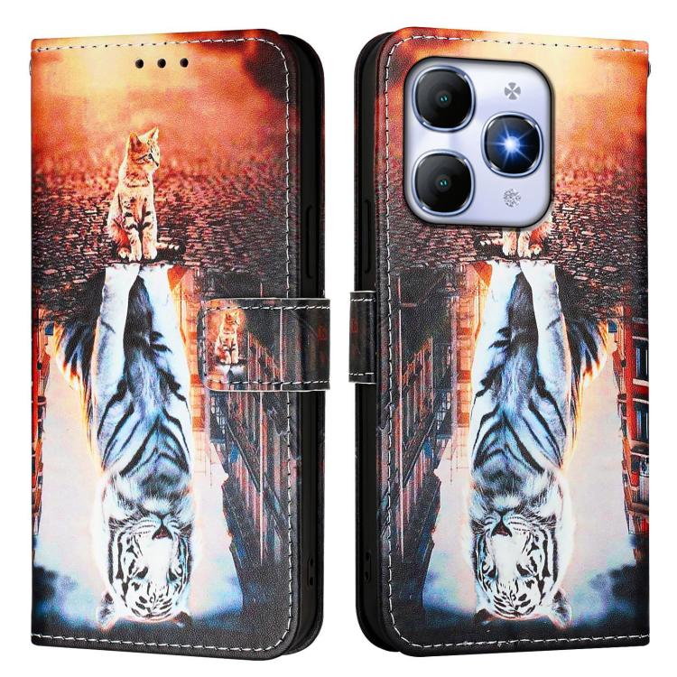 For itel A90 4G Colored Drawing Pattern Plain Weave Leather Phone Case