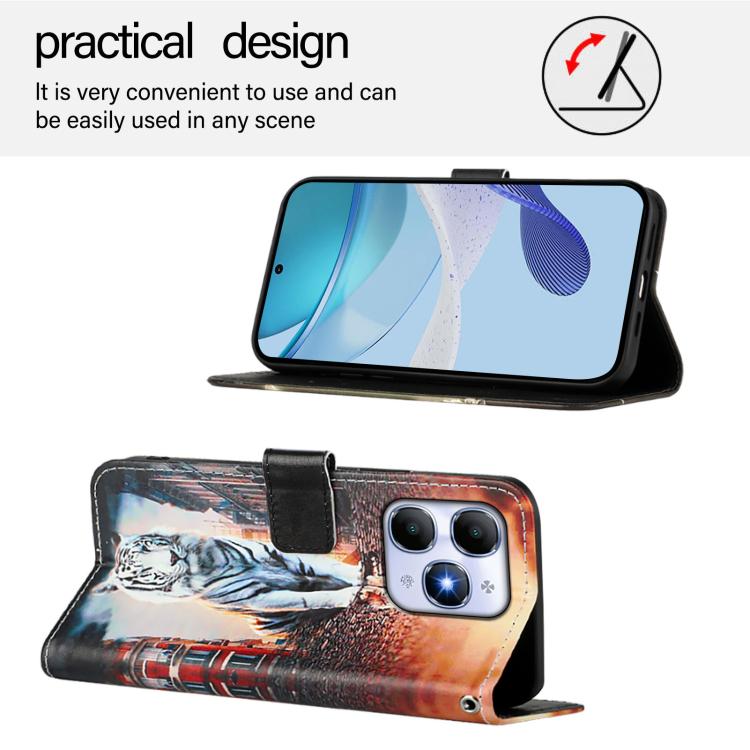 For itel A90 4G Colored Drawing Pattern Plain Weave Leather Phone Case