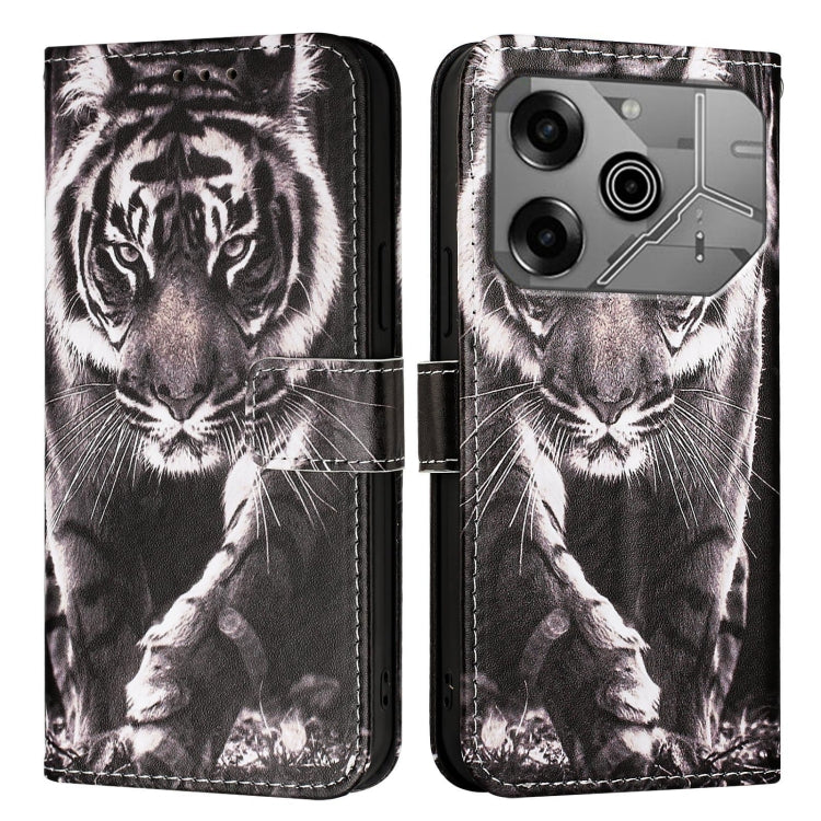 For Tecno Pova 6 Neo   Colored Drawing Pattern Plain Weave Leather Phone Case