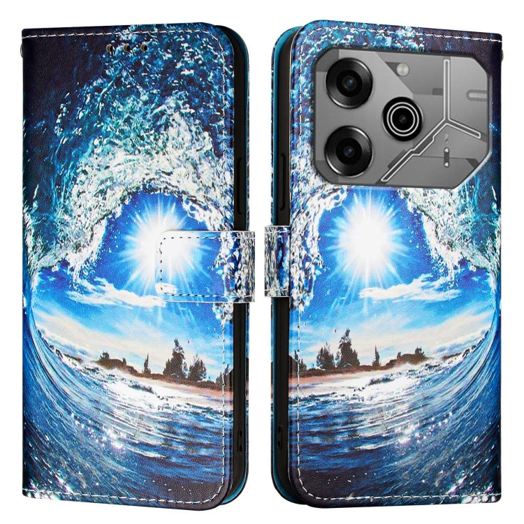 For Tecno Pova 6 Neo   Colored Drawing Pattern Plain Weave Leather Phone Case