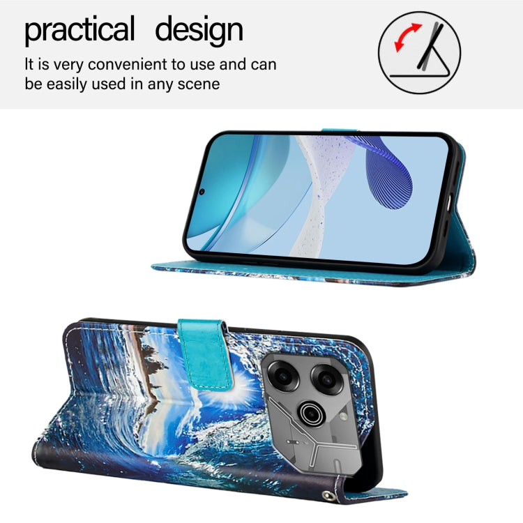 For Tecno Pova 6 Neo   Colored Drawing Pattern Plain Weave Leather Phone Case