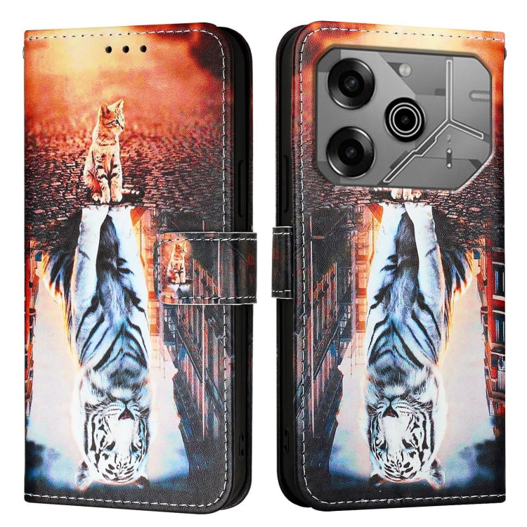 For Tecno Pova 6 Neo   Colored Drawing Pattern Plain Weave Leather Phone Case