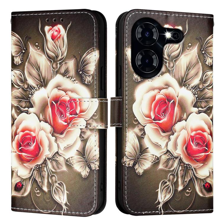 For Tecno Pova 5 4G Colored Drawing Pattern Plain Weave Leather Phone Case