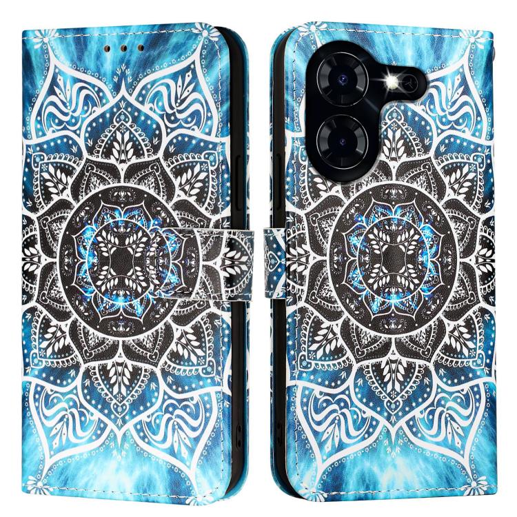 For Tecno Pova 5 4G Colored Drawing Pattern Plain Weave Leather Phone Case