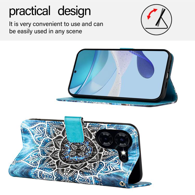 For Tecno Pova 5 4G Colored Drawing Pattern Plain Weave Leather Phone Case