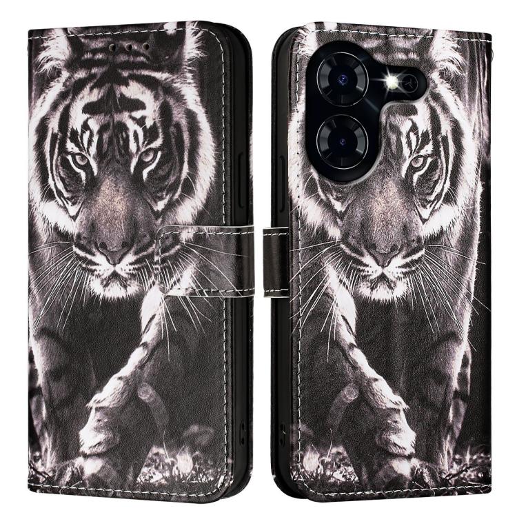 For Tecno Pova 5 4G Colored Drawing Pattern Plain Weave Leather Phone Case