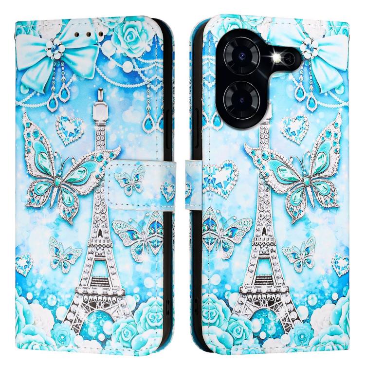For Tecno Pova 5 4G Colored Drawing Pattern Plain Weave Leather Phone Case