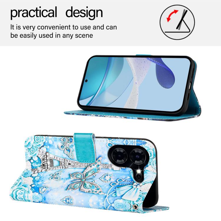 For Tecno Pova 5 4G Colored Drawing Pattern Plain Weave Leather Phone Case