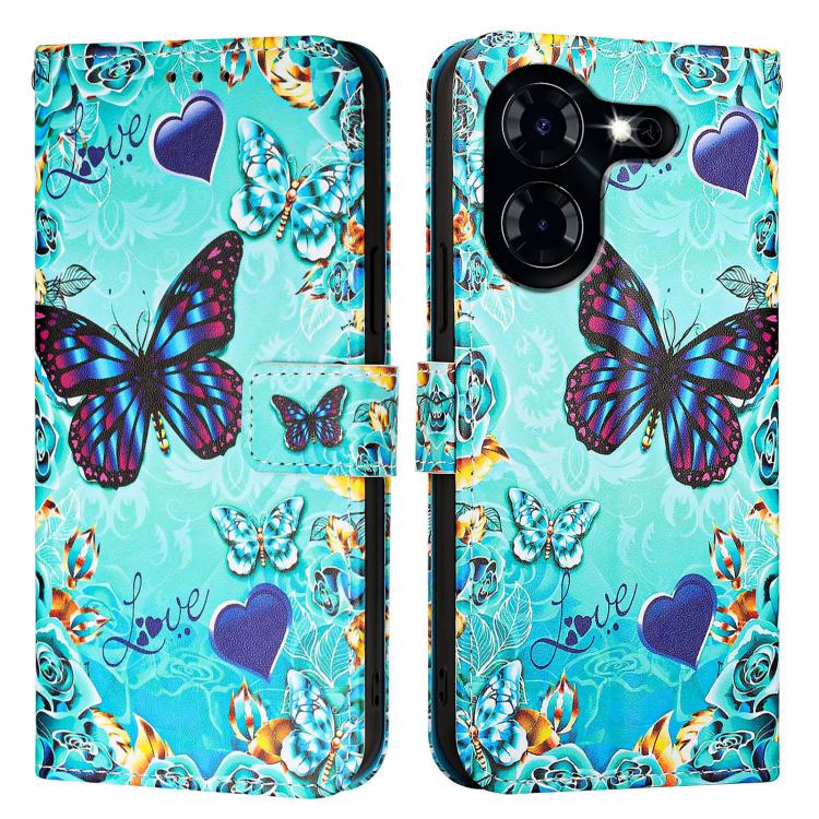 For Tecno Pova 5 4G Colored Drawing Pattern Plain Weave Leather Phone Case