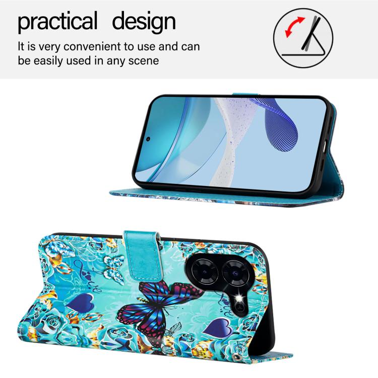 For Tecno Pova 5 4G Colored Drawing Pattern Plain Weave Leather Phone Case