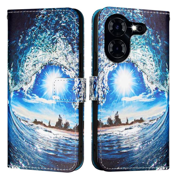For Tecno Pova 5 4G Colored Drawing Pattern Plain Weave Leather Phone Case
