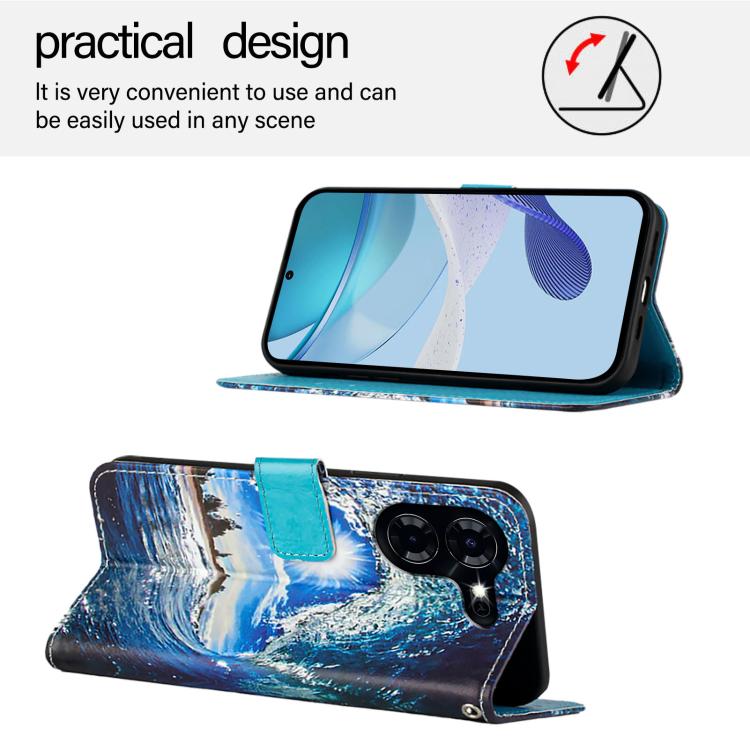 For Tecno Pova 5 4G Colored Drawing Pattern Plain Weave Leather Phone Case