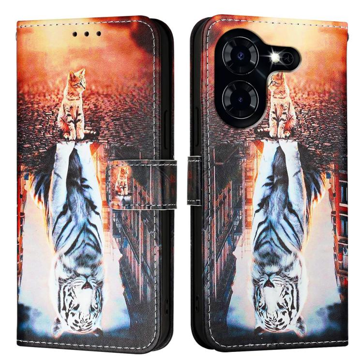 For Tecno Pova 5 4G Colored Drawing Pattern Plain Weave Leather Phone Case