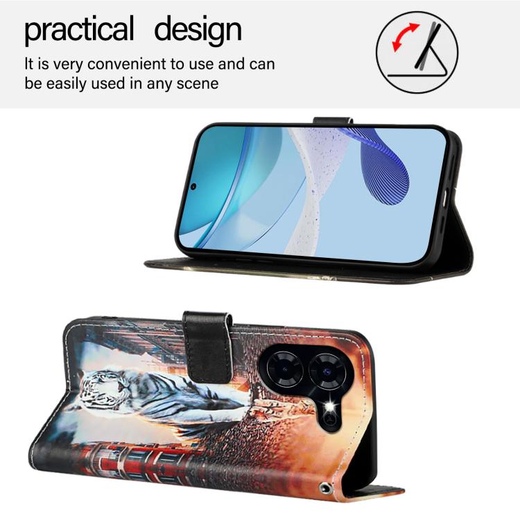 For Tecno Pova 5 4G Colored Drawing Pattern Plain Weave Leather Phone Case