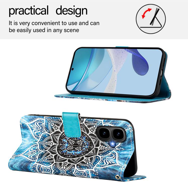 For Tecno Pop 10 Colored Drawing Pattern Plain Weave Leather Phone Case