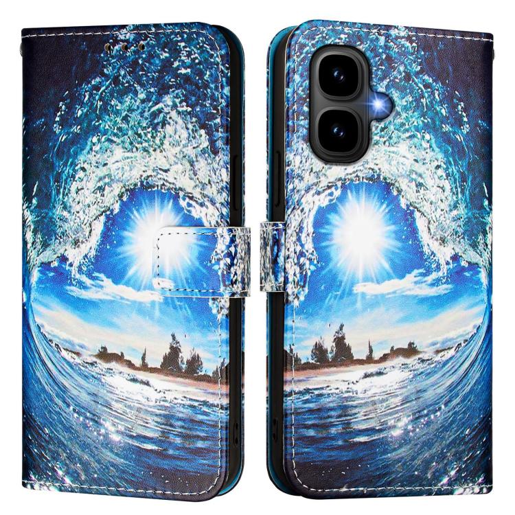 For Tecno Pop 10 Colored Drawing Pattern Plain Weave Leather Phone Case