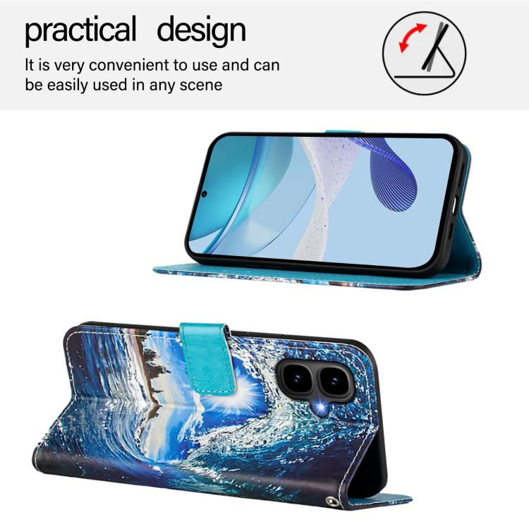 For Tecno Pop 10 Colored Drawing Pattern Plain Weave Leather Phone Case