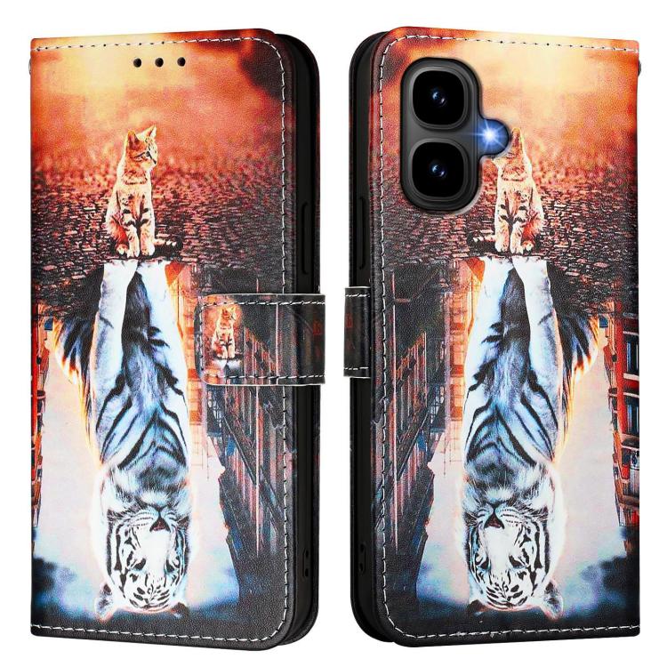 For Tecno Pop 10 Colored Drawing Pattern Plain Weave Leather Phone Case