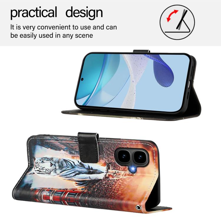For Tecno Pop 10 Colored Drawing Pattern Plain Weave Leather Phone Case