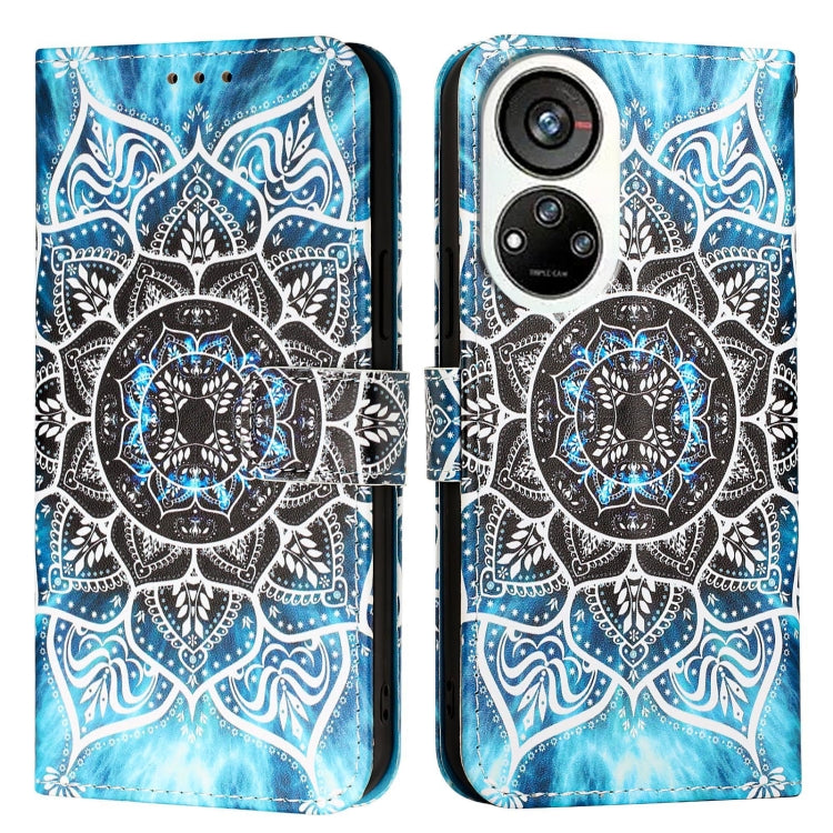 For ZTE Blade V40s   Colored Drawing Pattern Plain Weave Leather Phone Case
