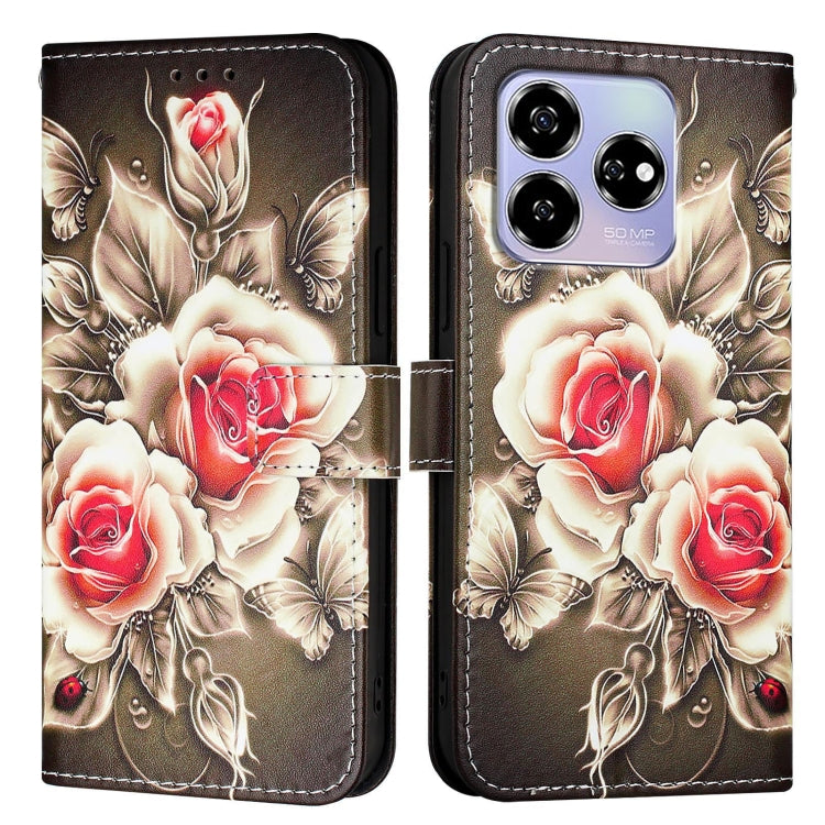 For ZTE Blade V60 / Axon 60 4G Colored Drawing Pattern Plain Weave Leather Phone Case