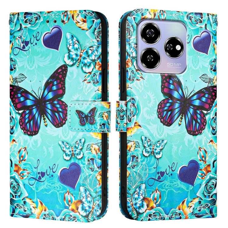 For ZTE Blade V60 / Axon 60 4G Colored Drawing Pattern Plain Weave Leather Phone Case