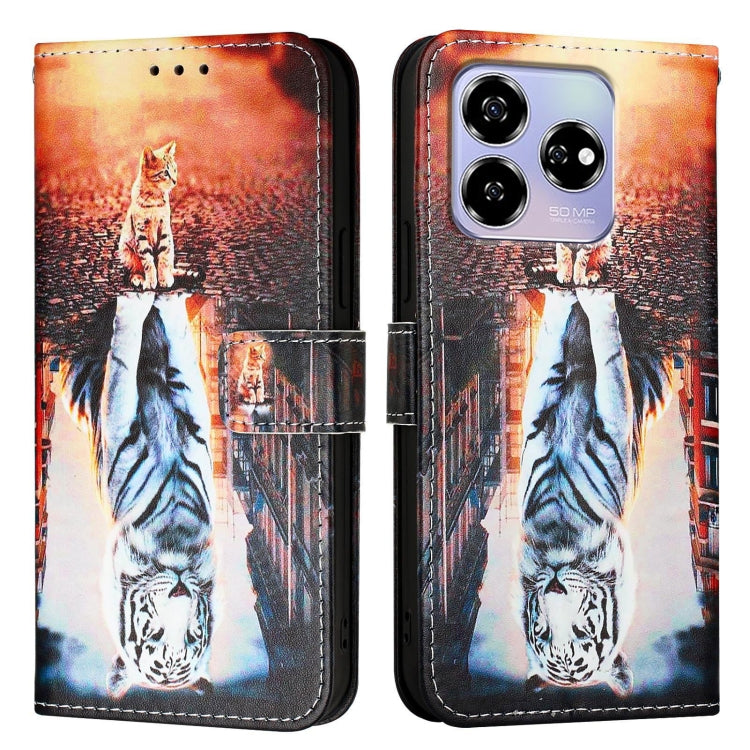 For ZTE Blade V60 / Axon 60 4G Colored Drawing Pattern Plain Weave Leather Phone Case