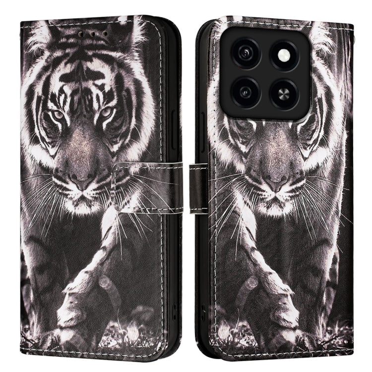 For ZTE Blade A35 / A55 Colored Drawing Pattern Plain Weave Leather Phone Case