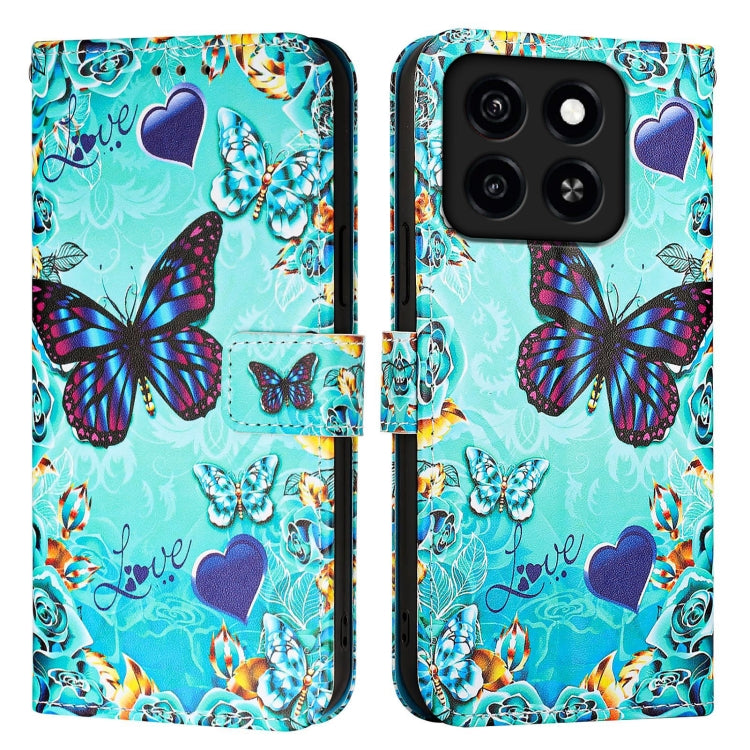 For ZTE Blade A35 / A55 Colored Drawing Pattern Plain Weave Leather Phone Case