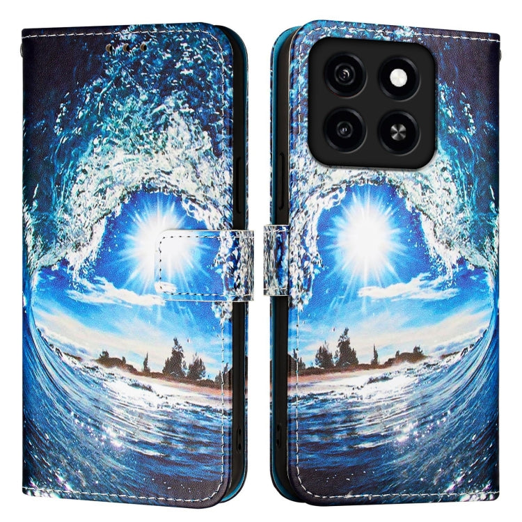 For ZTE Blade A35 / A55 Colored Drawing Pattern Plain Weave Leather Phone Case