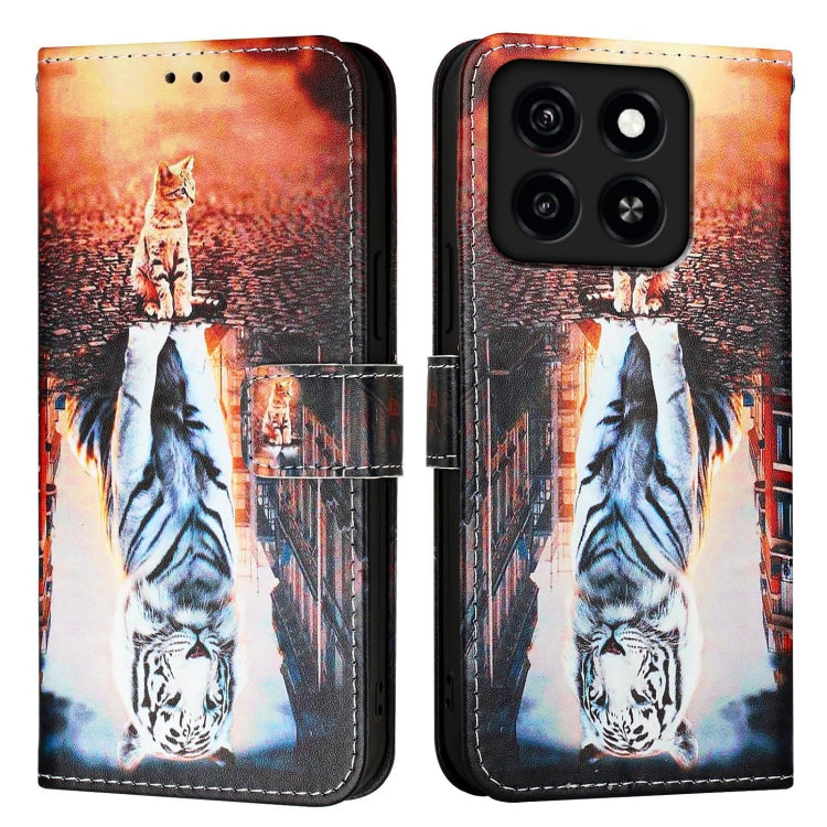 For ZTE Blade A35 / A55 Colored Drawing Pattern Plain Weave Leather Phone Case