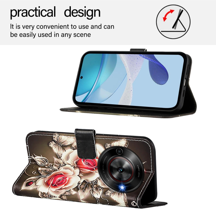 For ZTE Blade A75 5G / Nubia Focus Colored Drawing Pattern Plain Weave Leather Phone Case