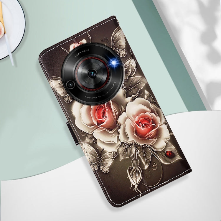 For ZTE Blade A75 5G / Nubia Focus Colored Drawing Pattern Plain Weave Leather Phone Case