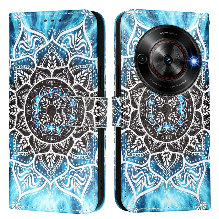 For ZTE Blade A75 5G / Nubia Focus Colored Drawing Pattern Plain Weave Leather Phone Case