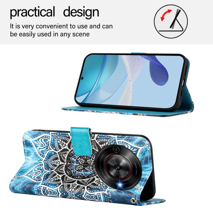 For ZTE Blade A75 5G / Nubia Focus Colored Drawing Pattern Plain Weave Leather Phone Case