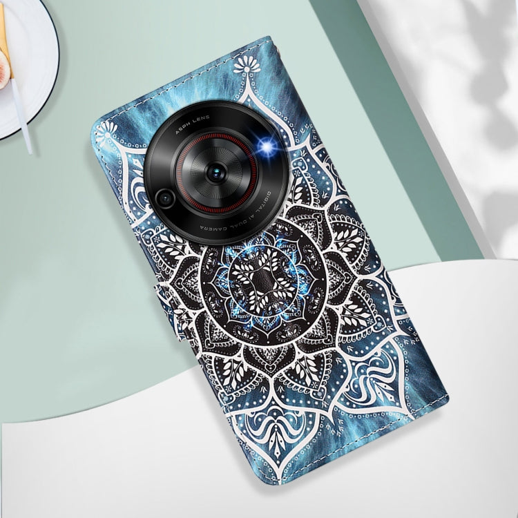 For ZTE Blade A75 5G / Nubia Focus Colored Drawing Pattern Plain Weave Leather Phone Case