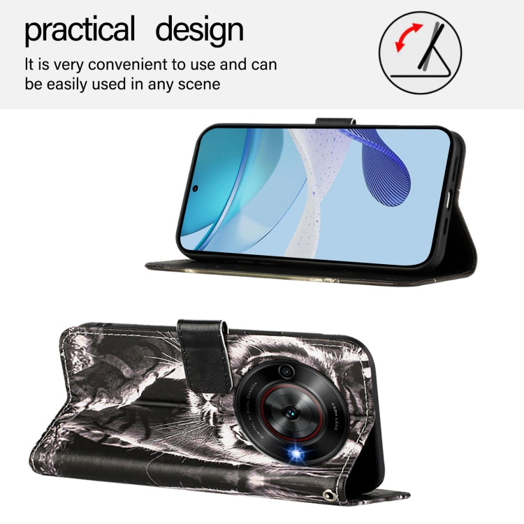 For ZTE Blade A75 5G / Nubia Focus Colored Drawing Pattern Plain Weave Leather Phone Case
