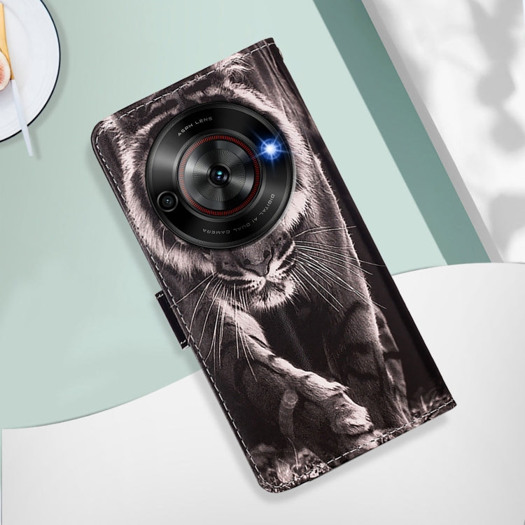 For ZTE Blade A75 5G / Nubia Focus Colored Drawing Pattern Plain Weave Leather Phone Case