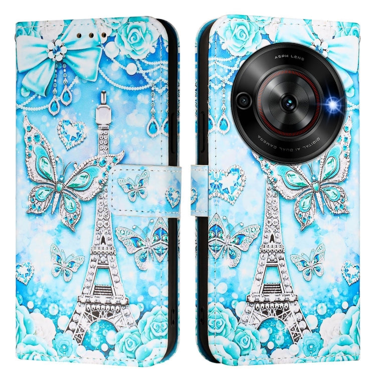 For ZTE Blade A75 5G / Nubia Focus Colored Drawing Pattern Plain Weave Leather Phone Case