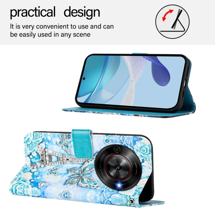 For ZTE Blade A75 5G / Nubia Focus Colored Drawing Pattern Plain Weave Leather Phone Case