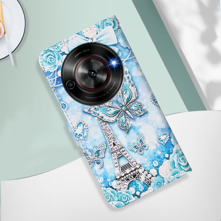 For ZTE Blade A75 5G / Nubia Focus Colored Drawing Pattern Plain Weave Leather Phone Case