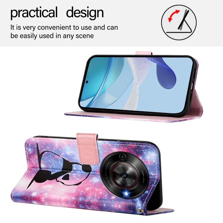 For ZTE Blade A75 5G / Nubia Focus Colored Drawing Pattern Plain Weave Leather Phone Case
